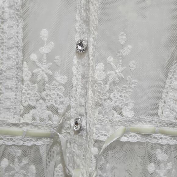 Boston Proper Lace Mesh Embroidered Duster Cardigan Small - Picture 11 of 13